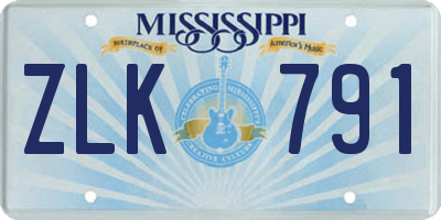 MS license plate ZLK791