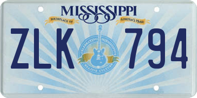 MS license plate ZLK794