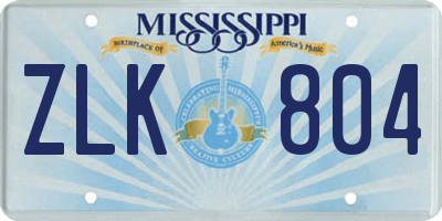 MS license plate ZLK804