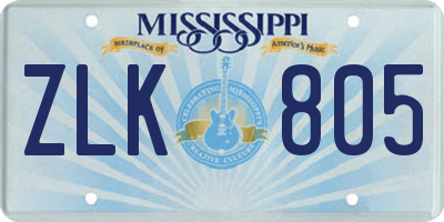 MS license plate ZLK805
