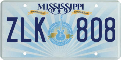 MS license plate ZLK808