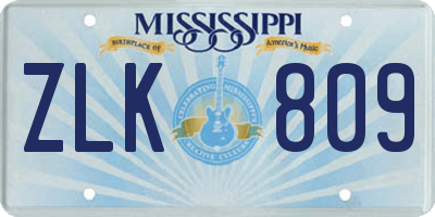 MS license plate ZLK809
