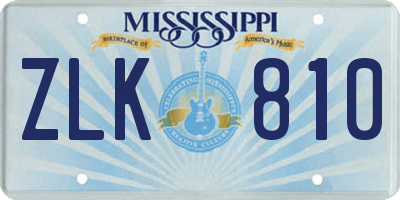 MS license plate ZLK810