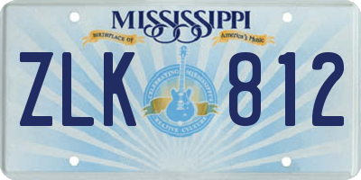 MS license plate ZLK812