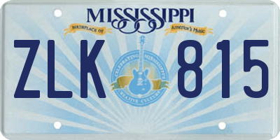 MS license plate ZLK815