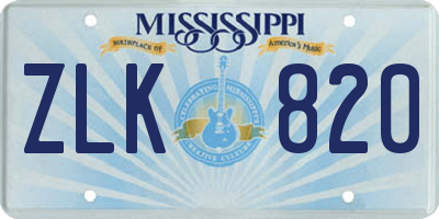 MS license plate ZLK820