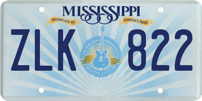 MS license plate ZLK822