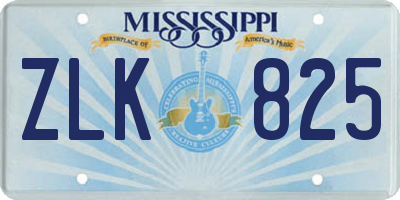 MS license plate ZLK825