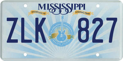 MS license plate ZLK827