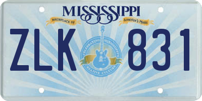 MS license plate ZLK831