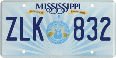 MS license plate ZLK832