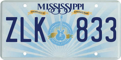 MS license plate ZLK833