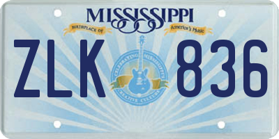 MS license plate ZLK836