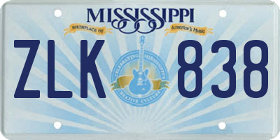 MS license plate ZLK838