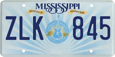 MS license plate ZLK845