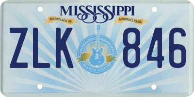 MS license plate ZLK846