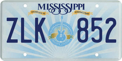MS license plate ZLK852