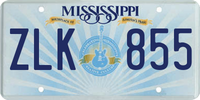 MS license plate ZLK855