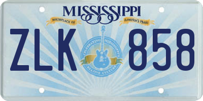 MS license plate ZLK858