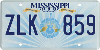MS license plate ZLK859