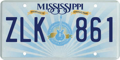 MS license plate ZLK861