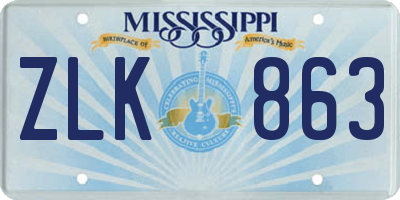 MS license plate ZLK863
