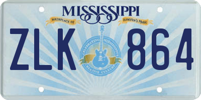 MS license plate ZLK864