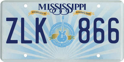 MS license plate ZLK866