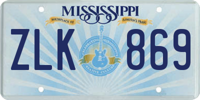 MS license plate ZLK869
