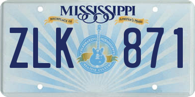 MS license plate ZLK871