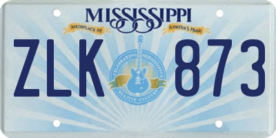 MS license plate ZLK873