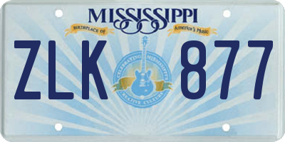 MS license plate ZLK877