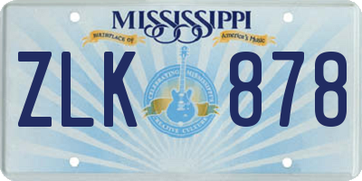 MS license plate ZLK878