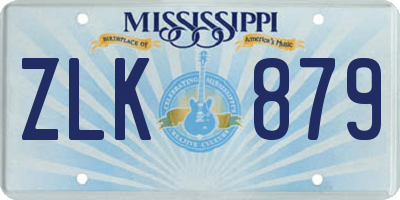 MS license plate ZLK879