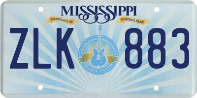 MS license plate ZLK883