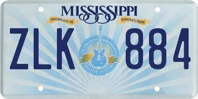 MS license plate ZLK884