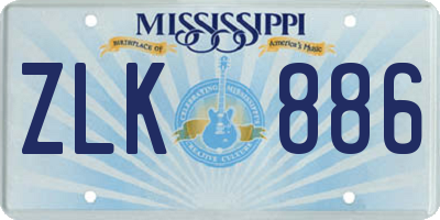 MS license plate ZLK886