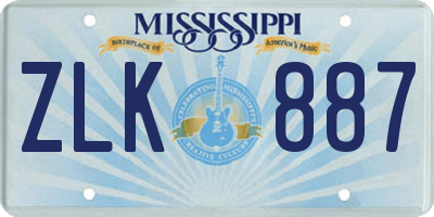 MS license plate ZLK887