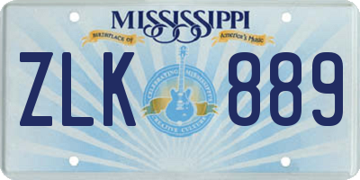MS license plate ZLK889
