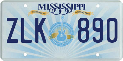 MS license plate ZLK890
