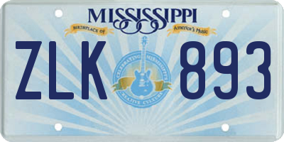 MS license plate ZLK893