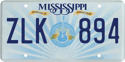 MS license plate ZLK894