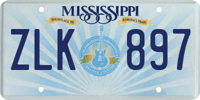 MS license plate ZLK897