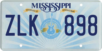MS license plate ZLK898