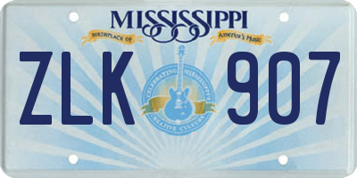 MS license plate ZLK907