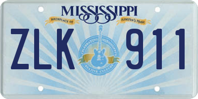 MS license plate ZLK911