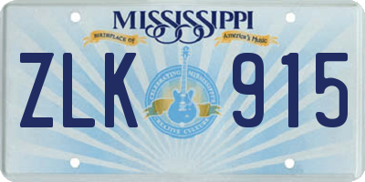 MS license plate ZLK915