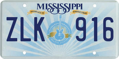 MS license plate ZLK916