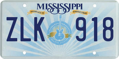 MS license plate ZLK918