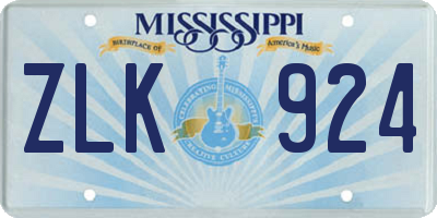 MS license plate ZLK924